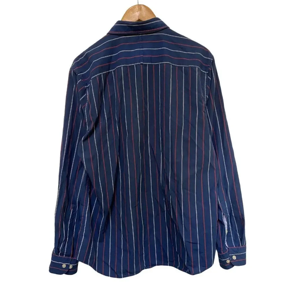 Banana Republic Men's Long Sleeve Casual Button Down Shirt Blue Red‎ Gray Size L
